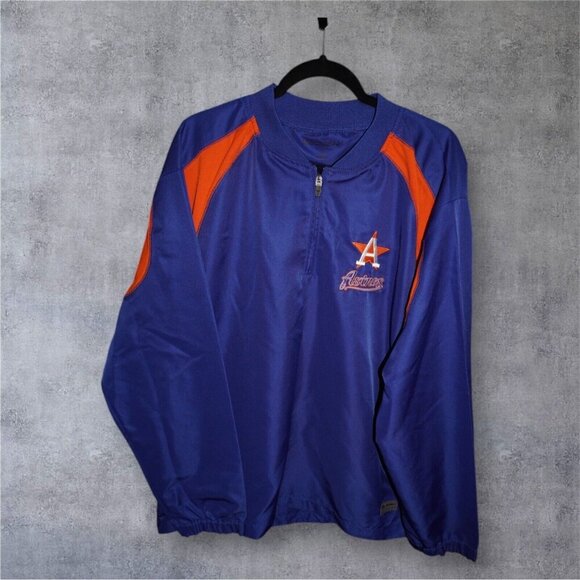 Boombah Houston Astros Pullover Jacket Adult – Blue Orange 1/4 Zip Warm-Up - Picture 1 of 15